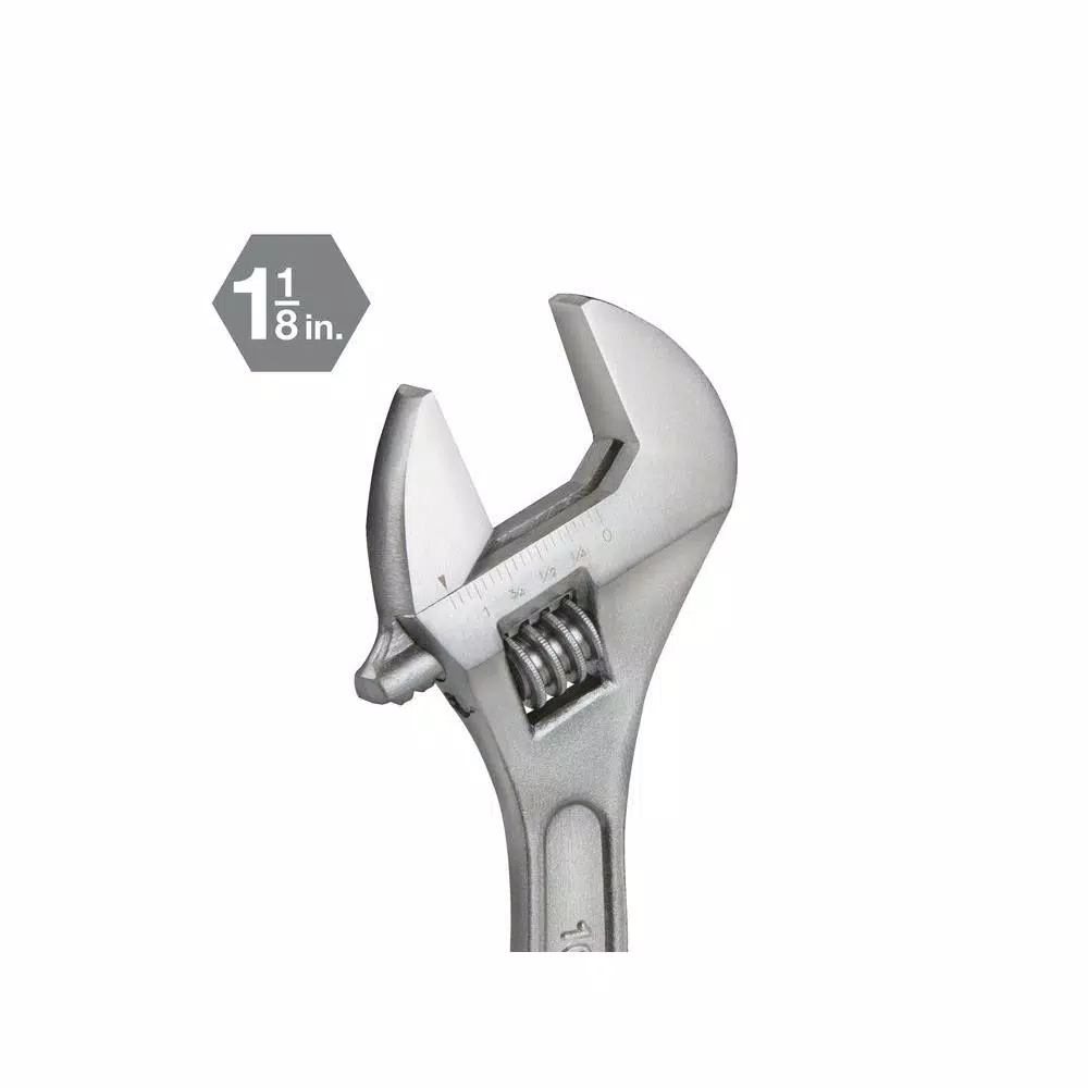 TEKTON 10 in. Adjustable Wrench, Carbon Steel with Satin Chrome Finish