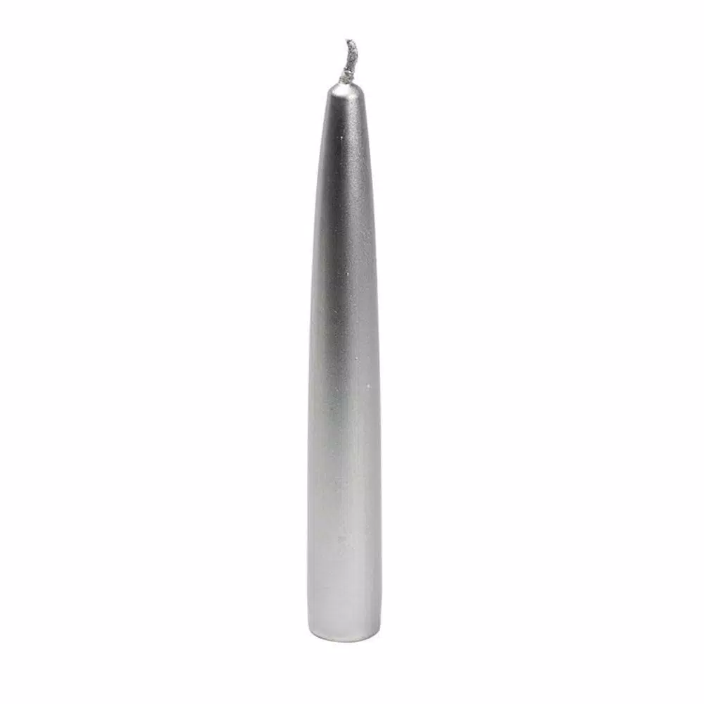 Zest Candle 6 in. Metallic Silver Taper Candles, 12-Set