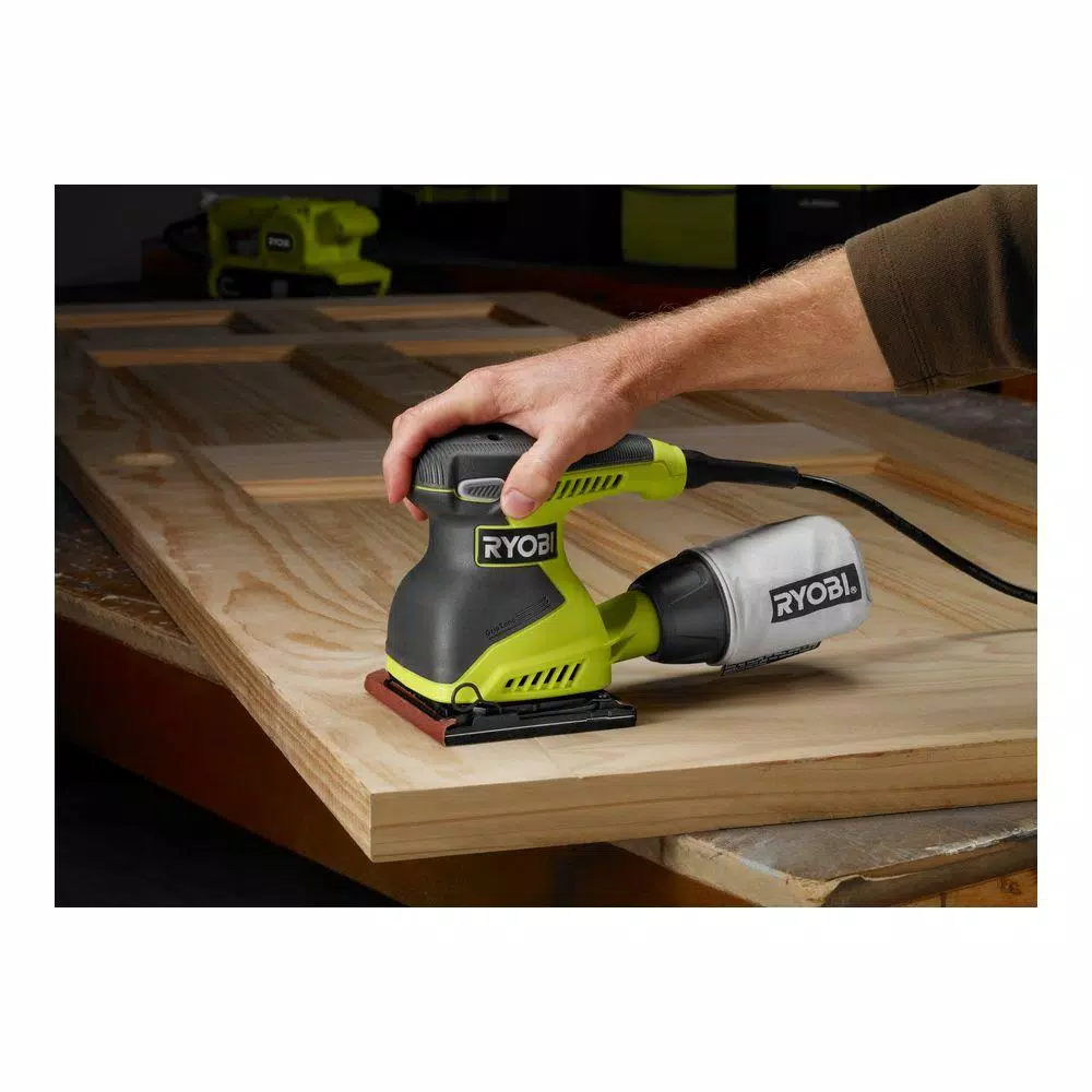 RYOBI 2 Amp Corded 1/4 Sheet Sander with 14,000 OPM and Carrying Case