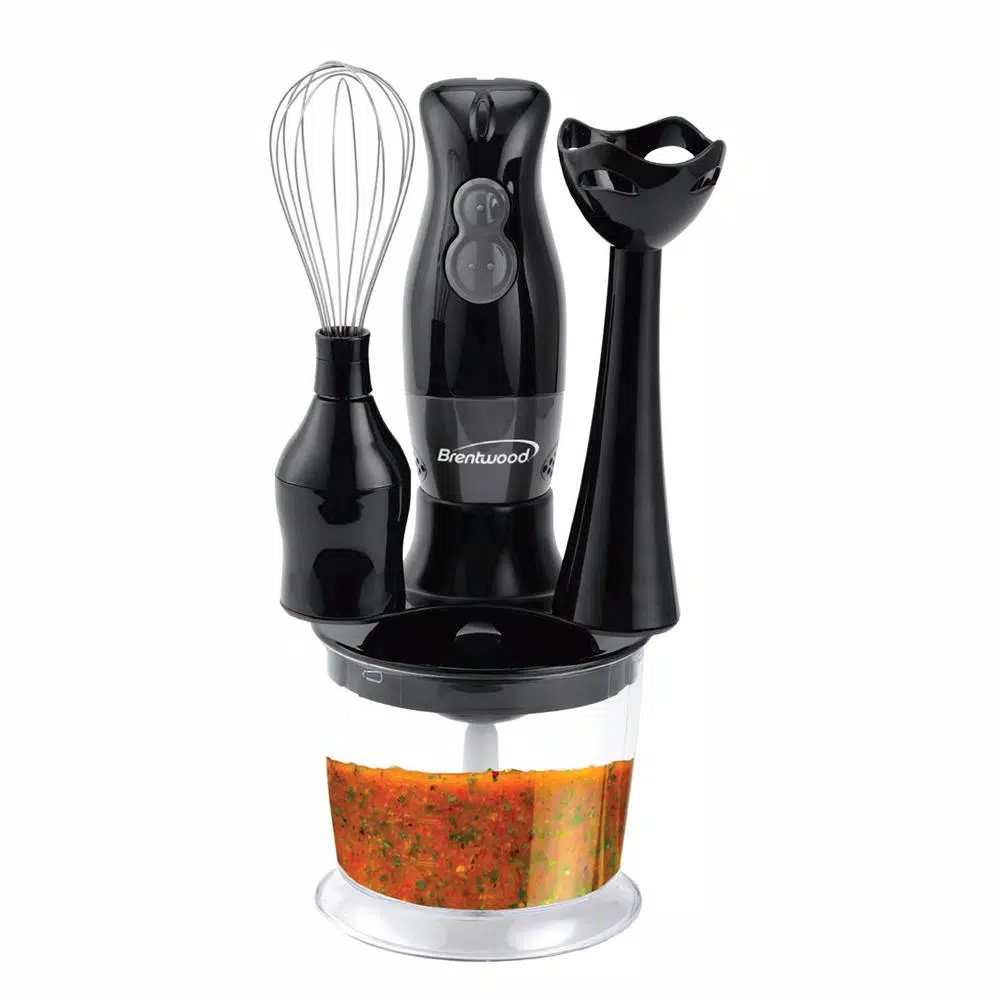 Brentwood Appliances Brentwood 2-Speed Black Hand Blender and Food Processor with Balloon Whisk