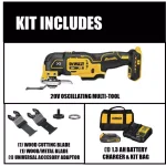 DEWALT 20V MAX XR Cordless Brushless 3-Speed Oscillating Multi-Tool Kit with 1.5Ah Battery & Charger thumbnail 2