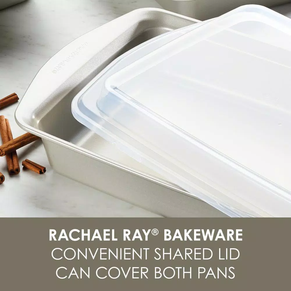 Rachael Ray 3-Piece Nonstick Bakeware Set with Lids, Silver