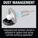 Makita PC5010CX1 5 in. SJS II Compact Concrete Planer with Dust Extraction Shroud thumbnail 8