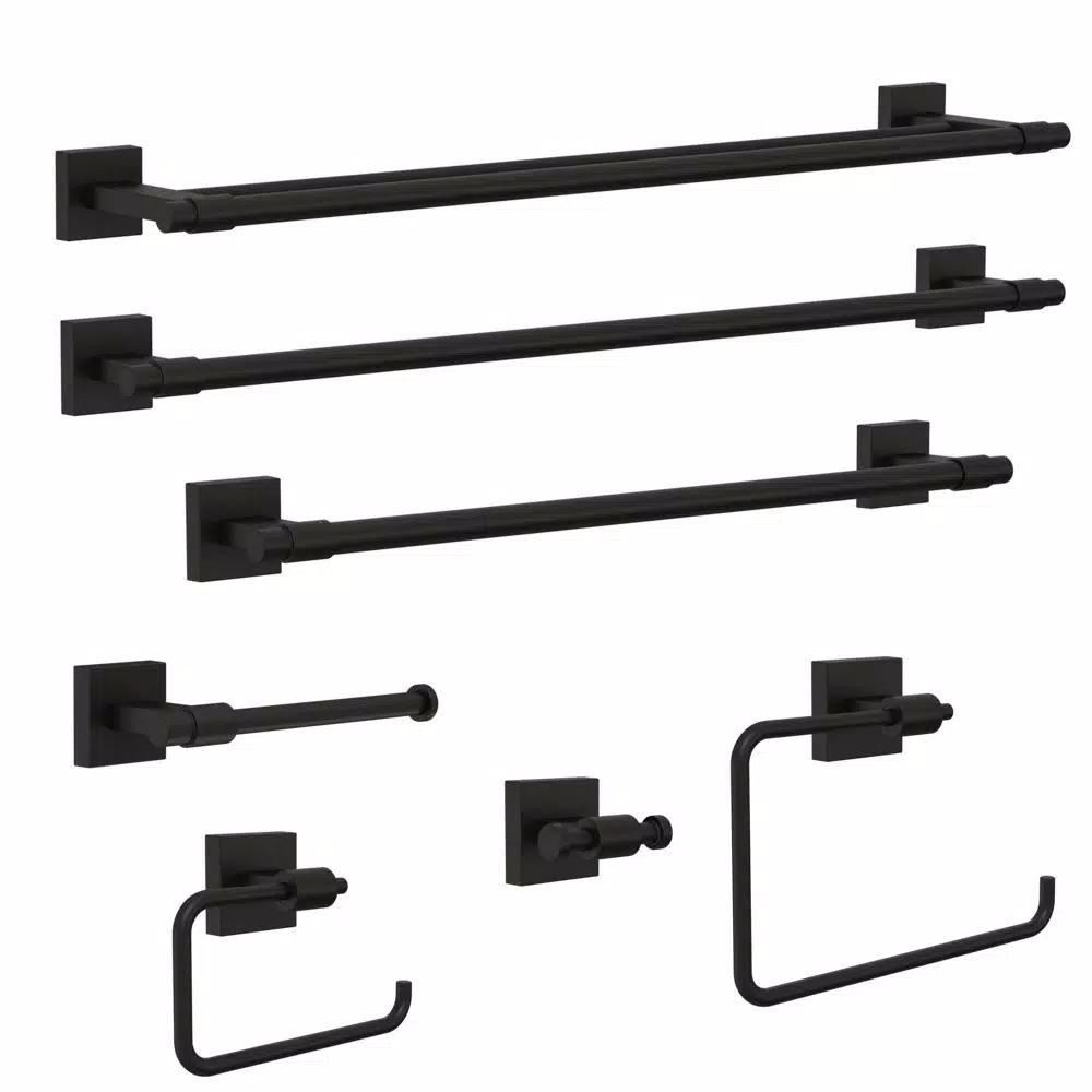 Franklin Brass Maxted 24 in. Double Towel Bar, Matte Black Modern Wall Mounted Bathroom Hardware
