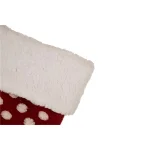 Glitzhome 21 in. Red and White Polka Dot Fabric Pompom Christmas Stocking thumbnail 3