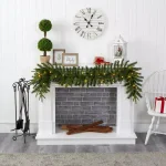 Nearly Natural 6 ft. Pre-lit Green Pine Artificial Christmas Garland with 35 LED Lights thumbnail 5