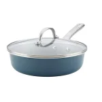 Ayesha Curry Ayesha Home Collection 3 qt. Aluminum Nonstick Saute Pan with Glass Lid, Twilight Teal thumbnail 1