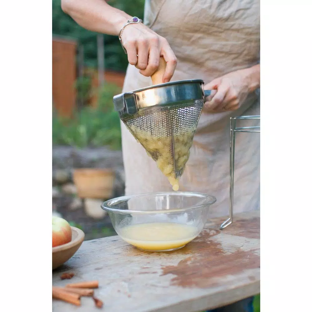 Weston Stainless Steel Cone Strainer and Pestle Set with Chrome Support Stand