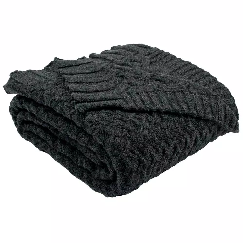 Safavieh Affinity Dark Grey Cable Knit Cotton Throw Blanket, 50 x 60 in.