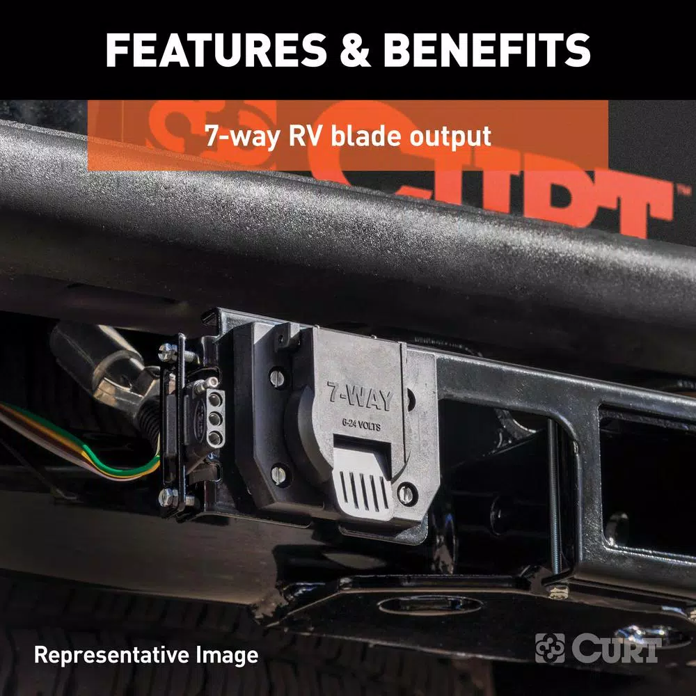 CURT Custom Vehicle-Trailer Wiring Harness, 7-Way RV Blade Output for Ford F-150 & F-250