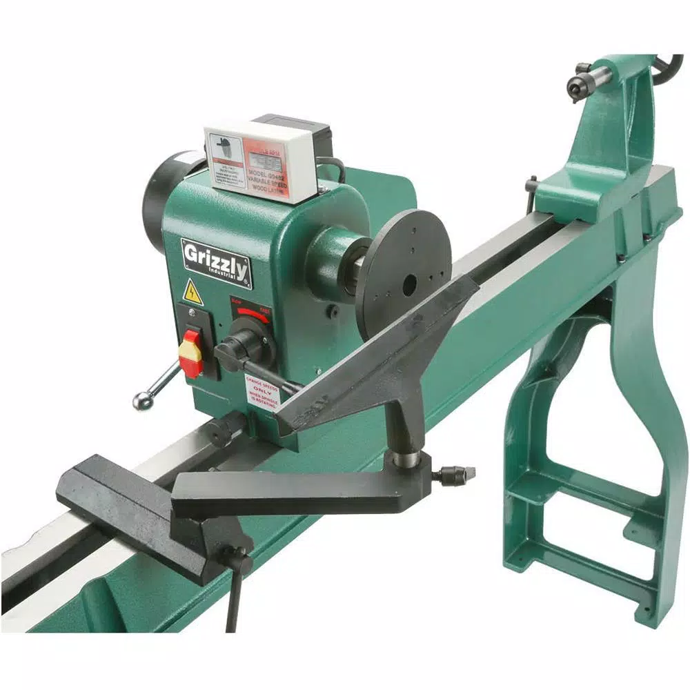 Grizzly Industrial 16 in. x 46 in. Wood Lathe with 2 HP Motor and Digital DRO Spindle Tachometer