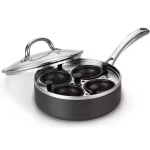 Cooks Standard 8 in. Hard Anodized Nonstick 4-Cup Egg Poacher Pan with Tempered Glass Lid thumbnail 1