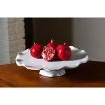 Abigails Fleur De Lis Ruffled Edge Ceramic Footed Cake Stand - Handcrafted in Italy thumbnail 3