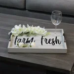 Elegant Designs Farm Fresh Gray Wash Decorative Wood Serving Tray with Black Metal Handles thumbnail 6