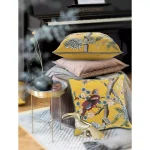 LR Home Scenic Yellow Floral Birds Throw Pillow - 20 x 20 in. Cotton Square Accent Pillow thumbnail 9