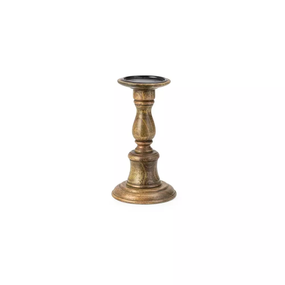 IMAX Rozzi Wooden Candle Holders Set of 5 - Rustic Multi-Colored Candlesticks