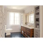 Kenroy Home Lyonesse 66 in. Oversized Chrome Composite Beveled Glass Floor Leaner Mirror with Hooks thumbnail 6