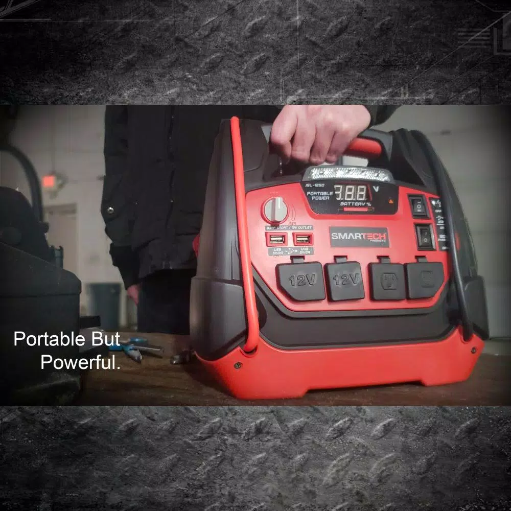 Smartech Products Smartech JSL-1250 Portable Power Station with 1250 Amp Jump Starter and 150 PSI Air Compressor