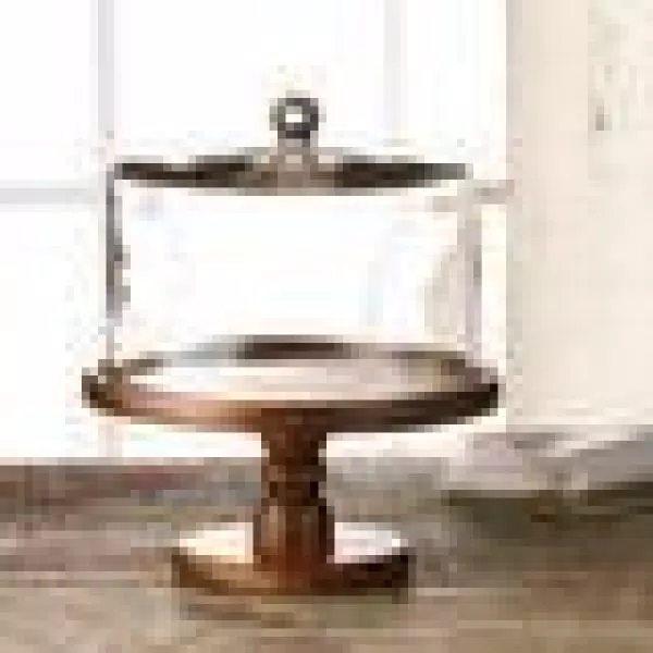 American Atelier Madera Clear Glass Pedestal Cake Plate with Dome, 11.8 in. Diameter