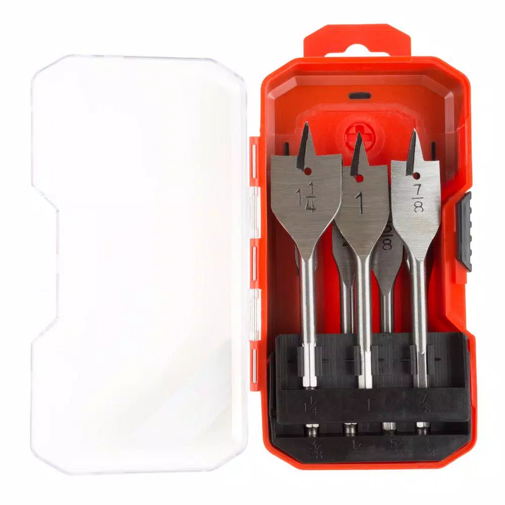Stalwart 7-Piece Carbon Steel Spade Drill Bit Set with Carrying Case