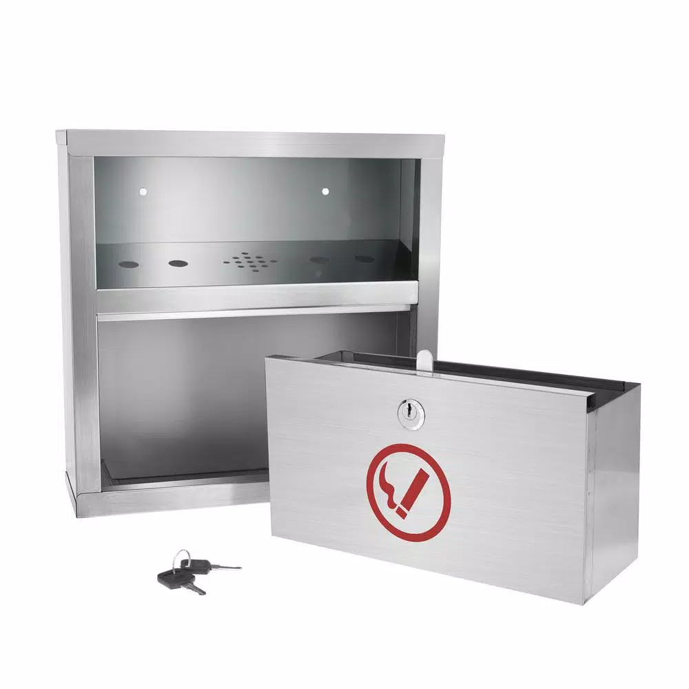 Alpine Industries Stainless Steel Wall Mounted Cigarette Disposal Station