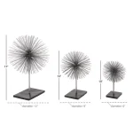 LITTON LANE Set of 3 Metal Starburst Sculptures with Stand - Silver and Black Iron Wire Decor thumbnail 6