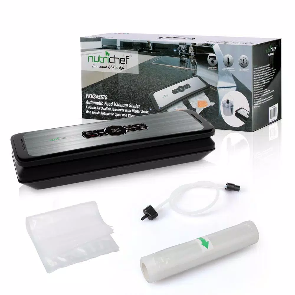 NutriChef Automatic Food Vacuum Sealer with Digital Scale, 1-Touch Operation, Dry and Moist Modes