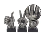 LITTON LANE Modern Reflections Hand Sign Polystone Sculpture Set, Silver Distressed Finish (Set of 3) thumbnail 3