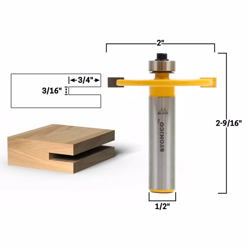 Yonico 14180 Slot Cutter Router Bit, 3/16 in. Cut, 1/2 in. Shank, Carbide Tipped