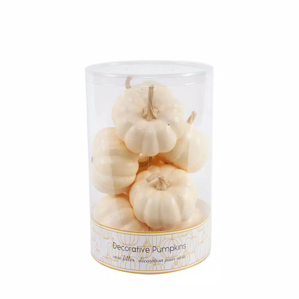 Flora Bunda 8-Piece Cream White Faux Foam Pumpkin Set - 3 in. Fall Harvest Tabletop Decor