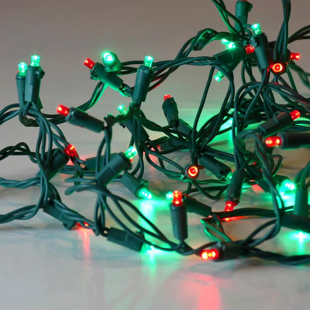LUMABASE 70-Light Red and Green LED Mini String Lights, Weather Resistant, Indoor/Outdoor Use