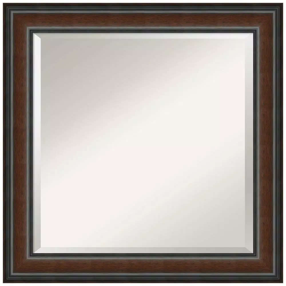Amanti Art Cyprus Walnut 24.88 in. x 24.88 in. Square Wood Framed Bathroom Vanity Wall Mirror