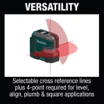 Makita 12V MAX CXT Self-Leveling Red Beam Cross-Line and 4-Point Laser Kit (2.0 Ah) thumbnail 12