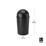 Umbra Grand 10.25 Gallon Plastic Waste Basket with Swing-Top Lid, Black thumbnail 2