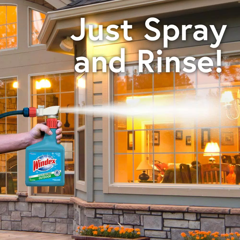 Windex Outdoor Window and Surface Cleaner with Hose-End Sprayer, 32 fl oz