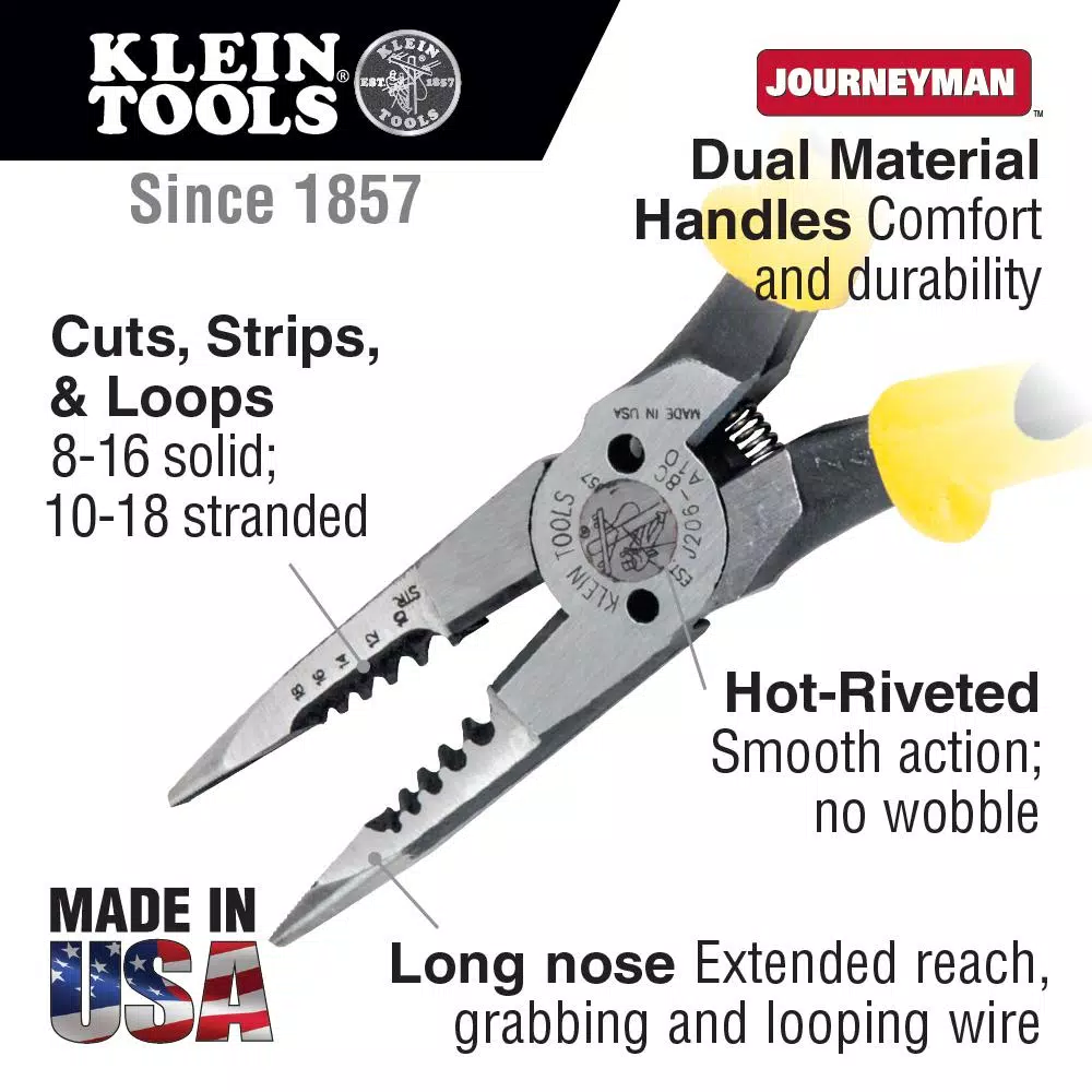 Klein Tools 8-3/8 in. All Purpose Long Nose Pliers with Spring and Wire Stripper