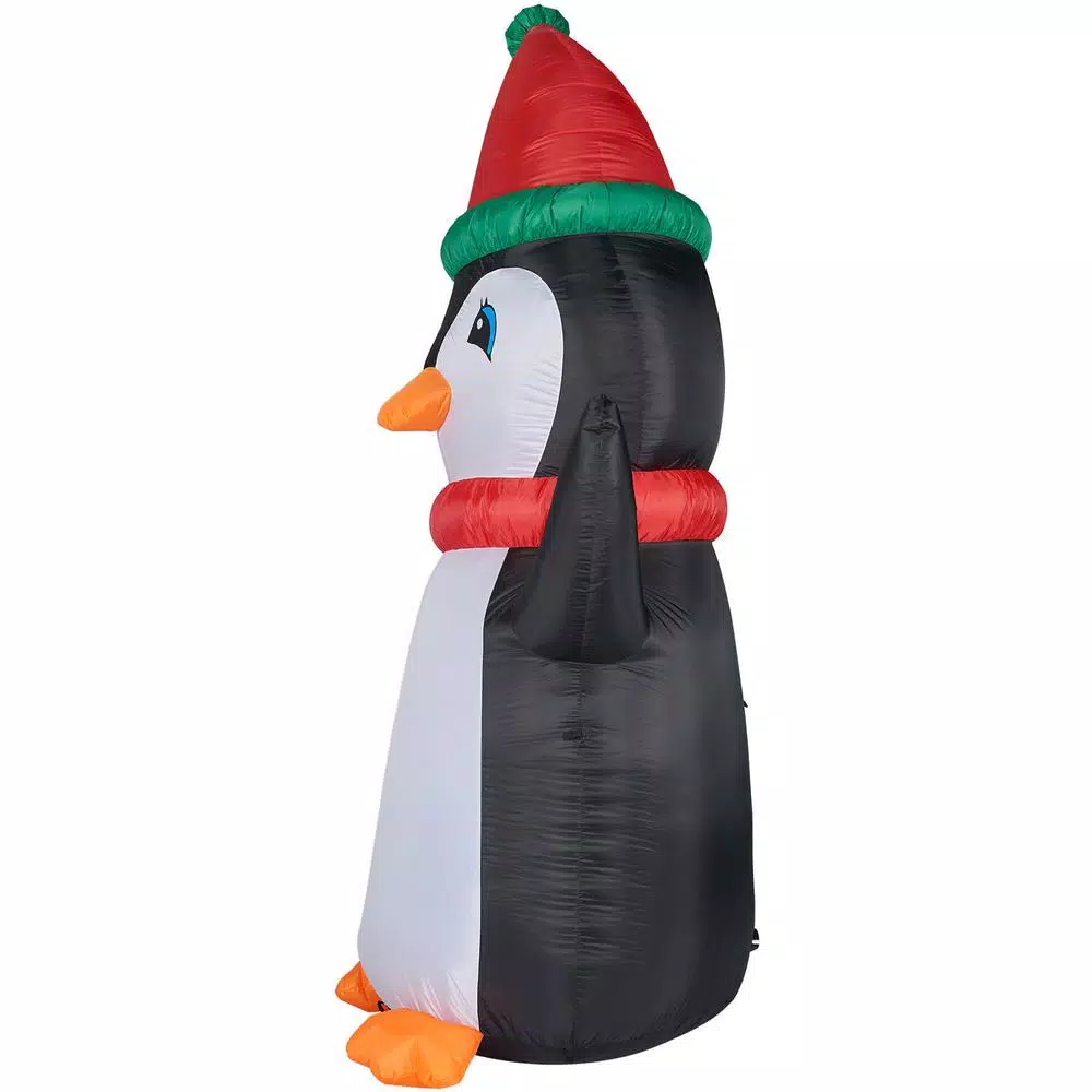 Fraser Hill Farm 10 ft. Penguin and Candy Cane Christmas Inflatable with RGB Lights
