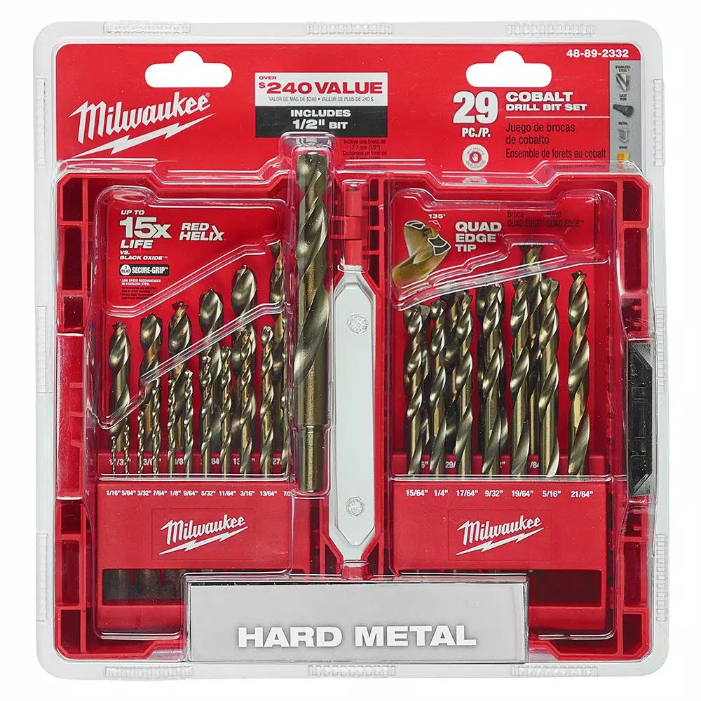 Milwaukee Red Helix Cobalt Twist Drill Bit Set, 29-Piece