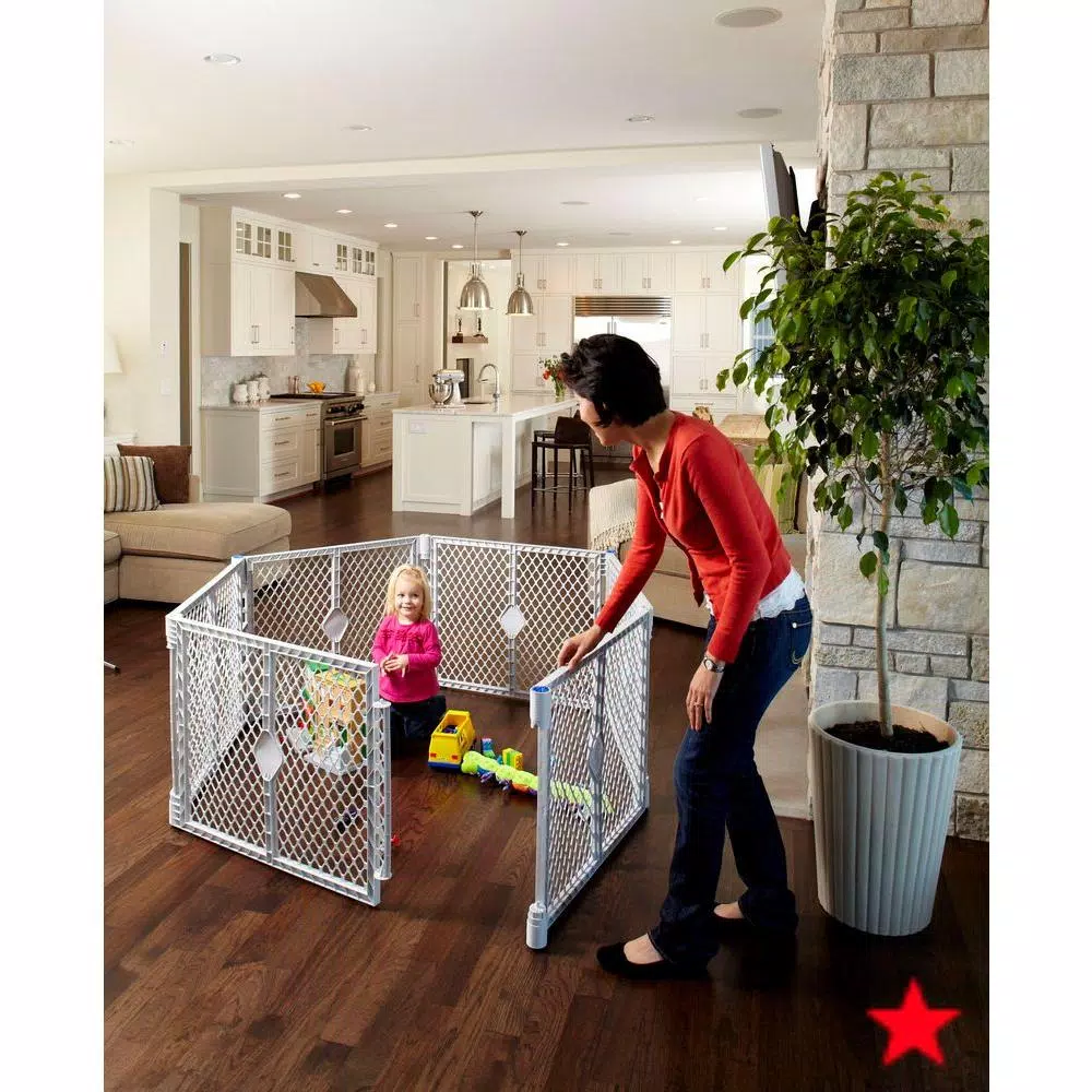Unbranded North States Super Yard Classic 6-Panel Portable Play Yard, Gray