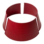 Glitzhome 26 in. Red Hammered Metal Tree Collar - Rustic Christmas Decor thumbnail 4