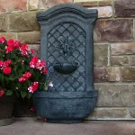 Sunnydaze Decor Rosette Resin Solar Outdoor Wall Fountain with Battery Backup and Lead Finish thumbnail 6