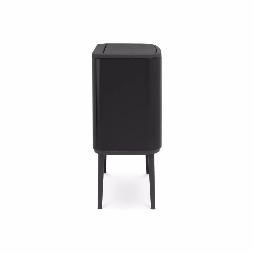 Brabantia Bo Touch 9.5 Gallon Dual Compartment Matte Black Steel Rectangular Touch Top Trash Can
