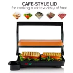 Ovente 1000W Copper Electric Panini Press Grill, 2-Slice Sandwich Maker with Drip Tray thumbnail 5