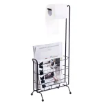 Basicwise Black Metal Toilet Paper Holder and Magazine Rack, Freestanding Dual-Purpose Bathroom Storage thumbnail 1