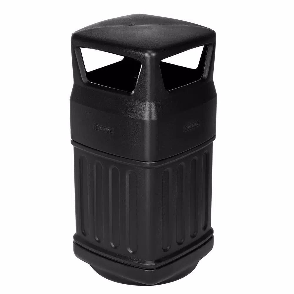 Alpine Industries 16 Gal. Black Open Dome Top Commercial Trash Can, Indoor/Outdoor