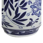 Benjara White and Blue Floral Ceramic Pot Shaped Table Vase thumbnail 6