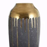 StyleCraft Marloe Charcoal and Gold Ceramic Table Vase, Contemporary Urn Shape thumbnail 2