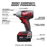 Milwaukee M18 1/2 in. Compact Impact Wrench Kit w/ (2) 3.0 Ah Batteries, Charger & Hard Case thumbnail 3