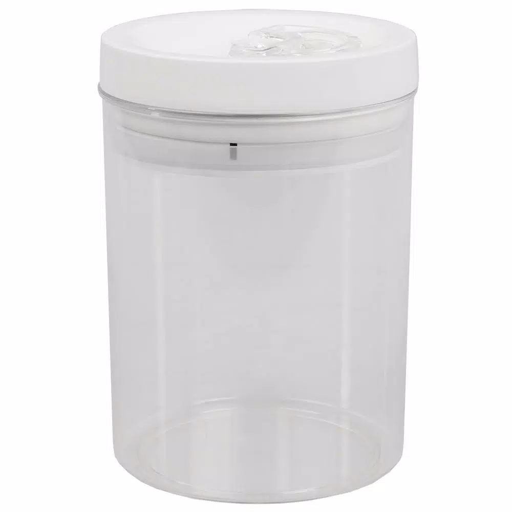 Home Basics 1.5 L Twist 'N Lock Air-Tight White Round Plastic Food Storage Canister