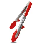 Chefright 12 in. Brushed Stainless Steel Magnetic Locking Tongs with Soft Rubber Grips (Set of 2) thumbnail 1
